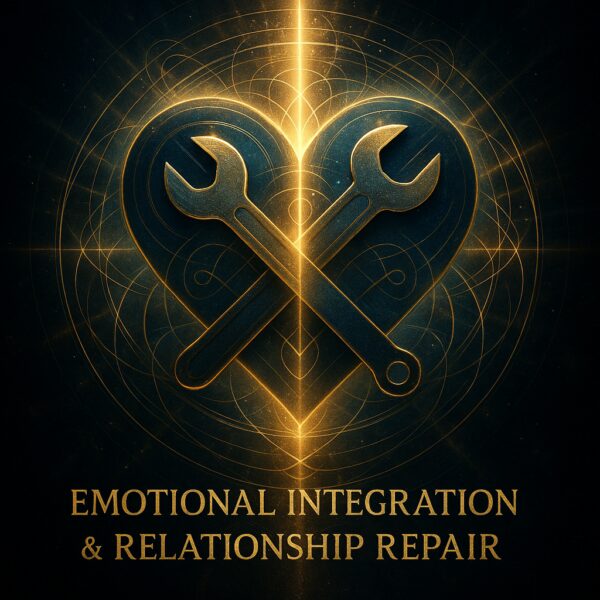 A heart with two wrenches inside of it.